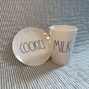 Rae Dunn Ceramic Cookies and Milk Set